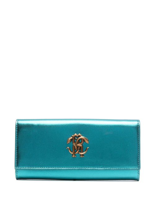 Monogram-plaque leather wallet - Blue