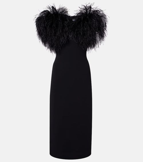 Feather-trimmed cocktail dress