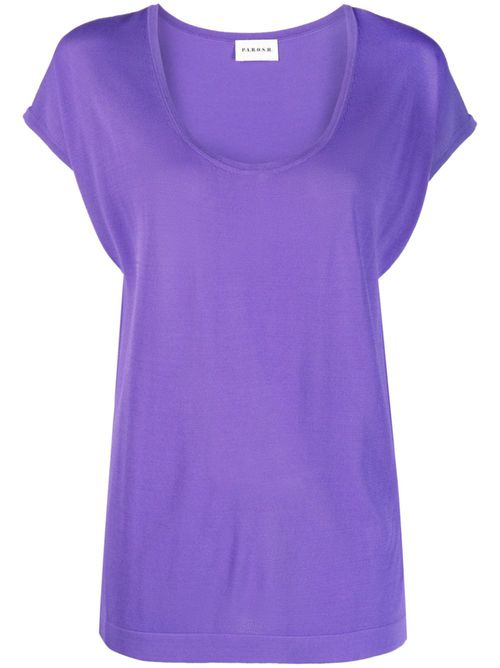 Knitted short-sleeve top - Purple