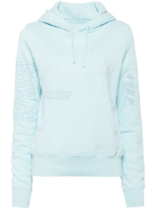 Logo-embroidered hoodie - Blue