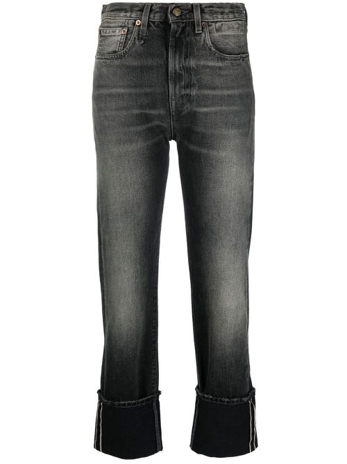 Light-wash straight-leg jeans - Black