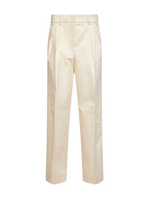 Natural Cotton Gabardine Trousers — Beige