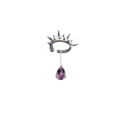 Blown Drop Spike Ear Cuff Purple Amethyst