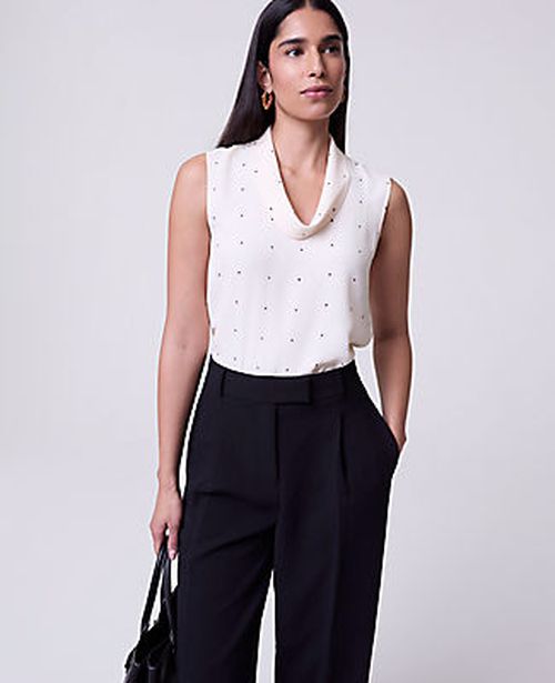 Ann Taylor Dotted Cowl Neck Top
