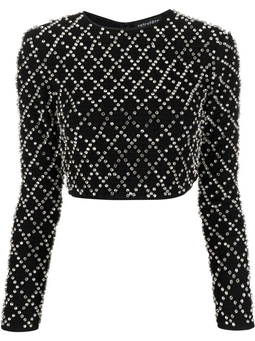 Embellished cropped top - Black