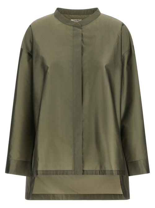 Bicolor Polyester-Silk Blouse — Green