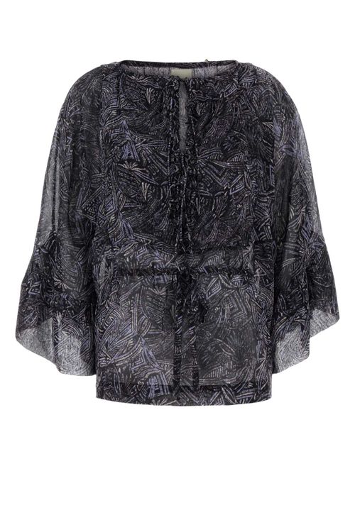Patterned Silk Blouse — Black
