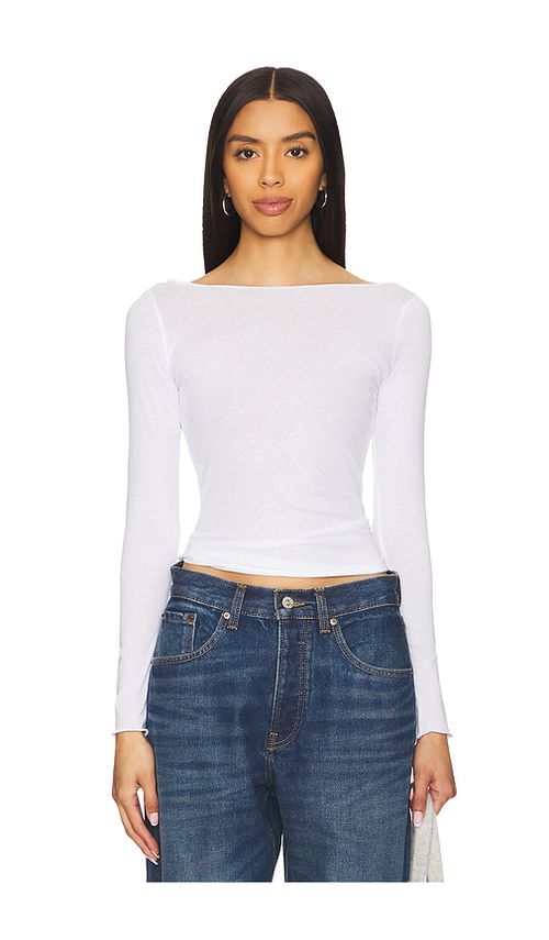 Aya Muse Boatneck Long Sleeve Tee in Grey. - L also in