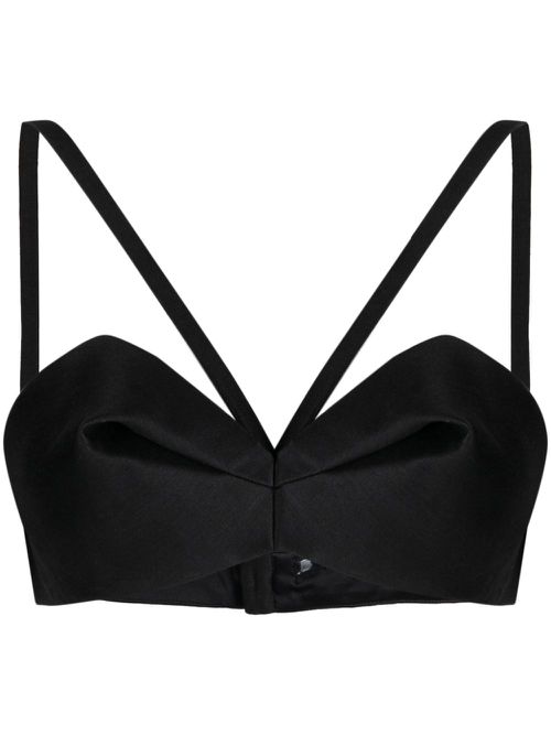 Gathered bustier crop top - Black