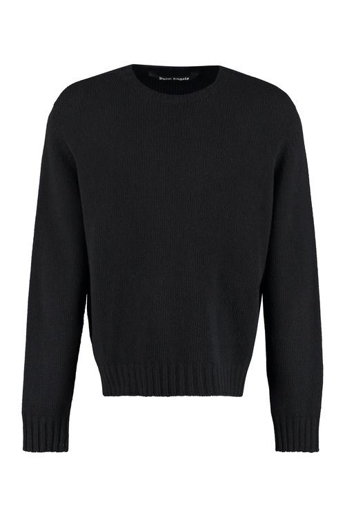 Wool-Blend Ribbed Sweater — Black
