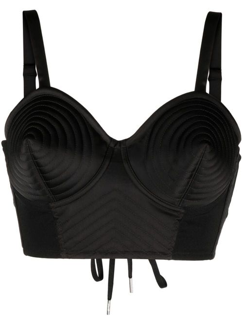 Quilted Conical Corset Top — Black