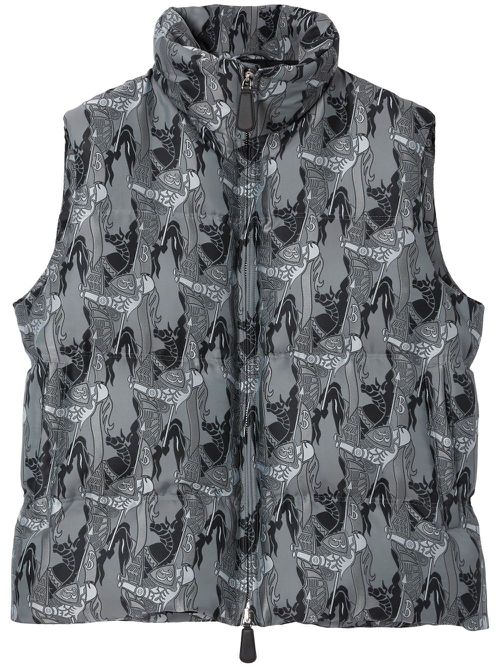 EKD silk-blend jacquard puffer gilet - Grey