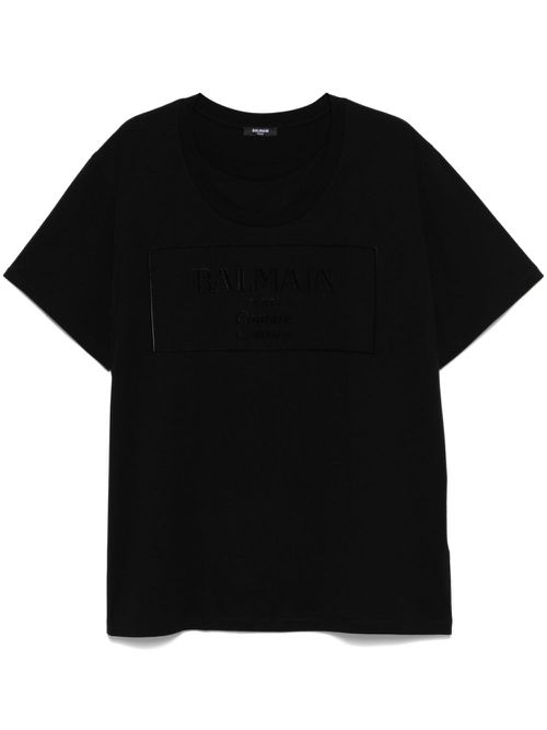 Flocked-logo T-shirt - Black
