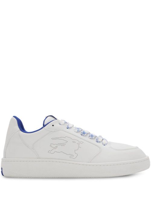 White Stock Leather Sneakers - Men's - Polyester/Thermoplastic Polyurethane (TPU)/Goat Skin