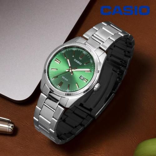Casio 백화점AS 카시오 빈티지 그린 MTP-1302PD-3AVDF 클래식 데일리 메탈시계 남여공용 손목시계 지코스모 공식수입