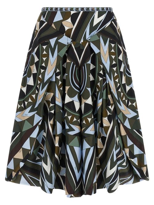 Manuba Print Silk Twill Trousers — Olive