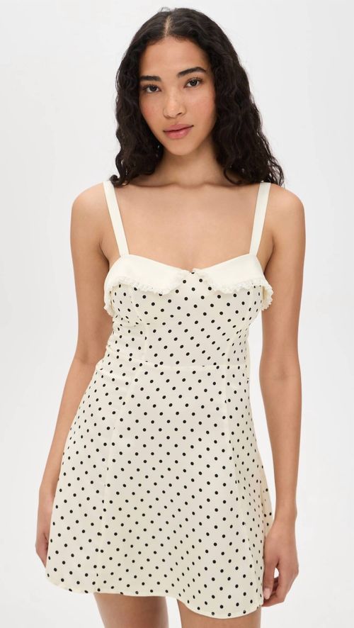 Minnie Dot Mini Dress In White
