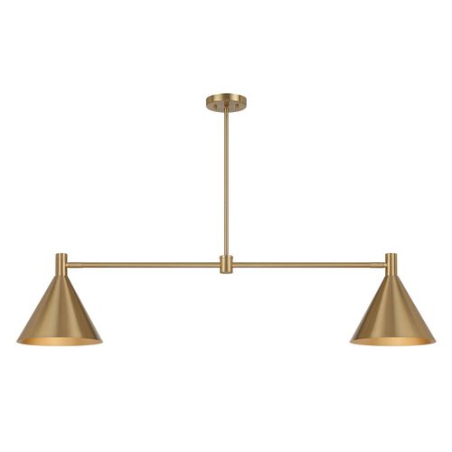 Pharos 2-Light Linear Chandelier in Noble Brass by Breegan Jane