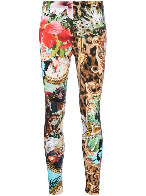Baroque Flowers leggings - Brown