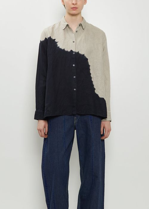 Suzusan Linen Long Sleeve Shirt Black / GrÃÂ©ge