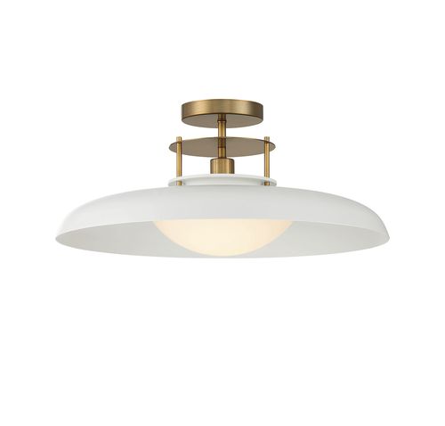 Gavin 1-Light Ceiling Light in White with Warm Brass Accent