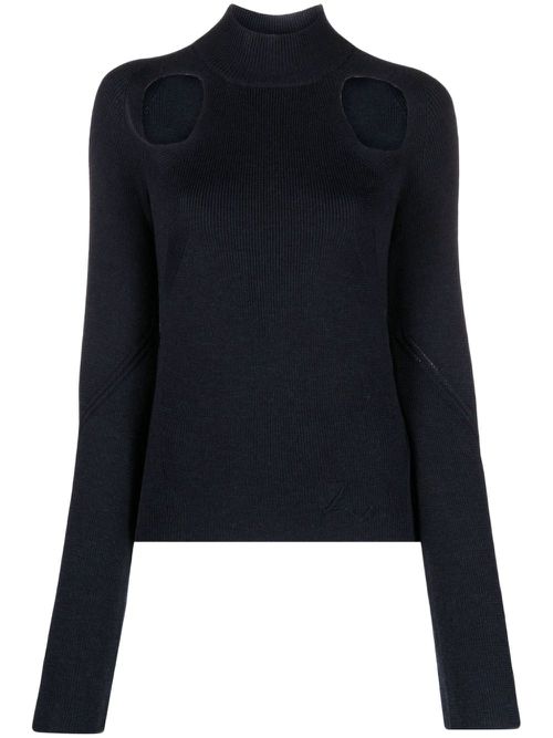 Micky cut-out merino-wool jumper - Blue