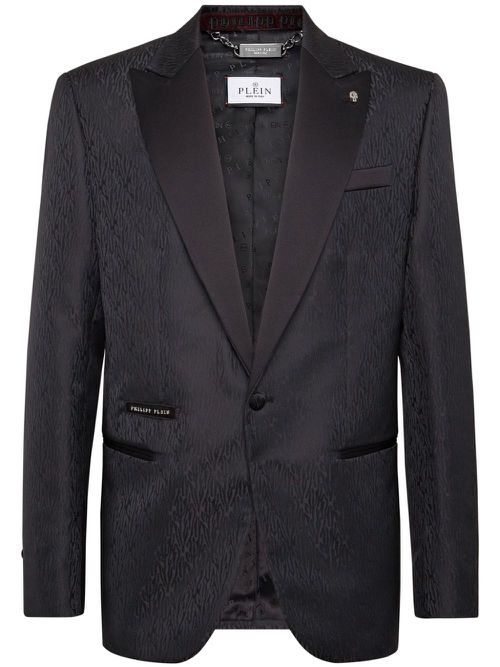 Patterned-jacquard single-breasted blazer - Grey