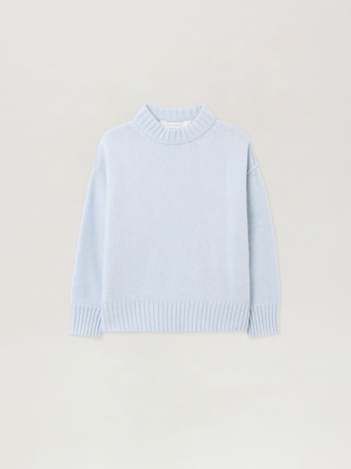 Curved Logo Knit Crewneck Kids  Light Blue