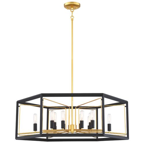 Metropolitan Sable Point 12-Light 32" Pendant Light in Sand Black with Honey Gold Accent