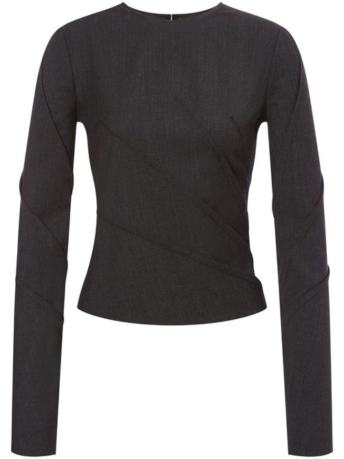 Long-sleeves gathered top - Grey