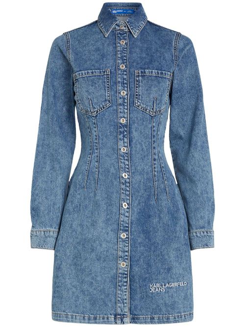 Long-sleeved denim dress - Blue