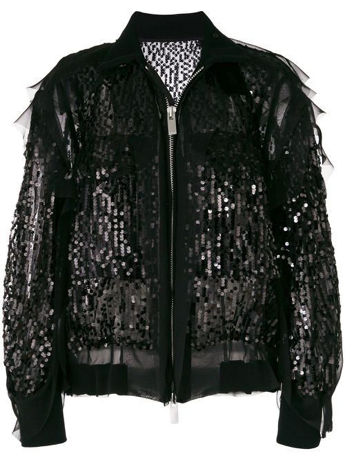 Sequin bomber jacket - Black