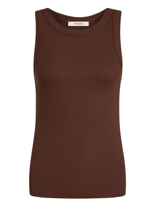 Ribbed tank top - Brown