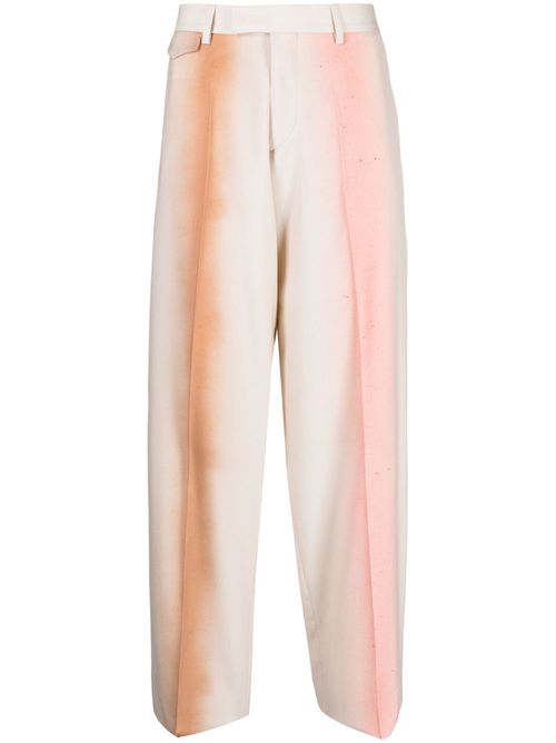 Mid-rise wide-leg wool trousers - Brown