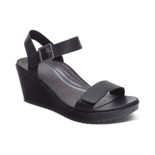 Andrea Quarter Strap Wedge - Black