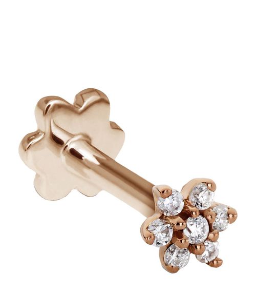 Maria Tash 여성 Rose Gold and White Diamond Flower Stud Earring (3mm)
