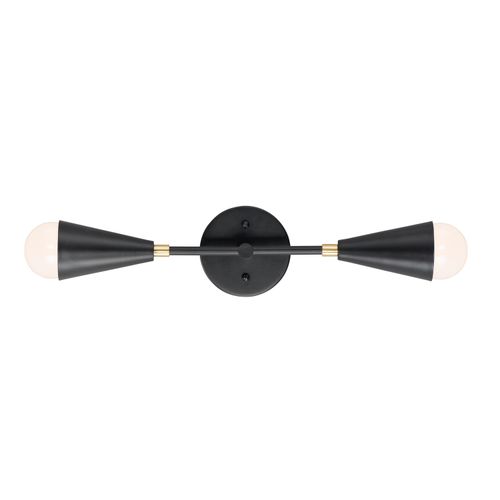 Black Satin Brass Two Light Wall Sconce from the Lovell Collection