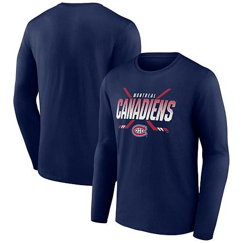 Men's Fanatics Navy Montreal Canadiens Covert Long Sleeve T-Shirt - XL
