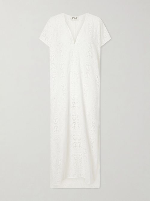 Yuna Embroidered Cotton-blend Midi Dress - White