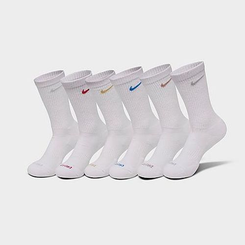 Everyday Plus Cushioned Crew Training Socks (6-Pack) in White/Multi Swoosh