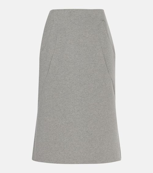 Cotton-blend midi skirt