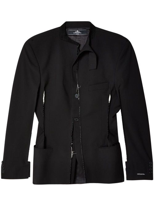 Raw-cut single-breasted blazer - Black