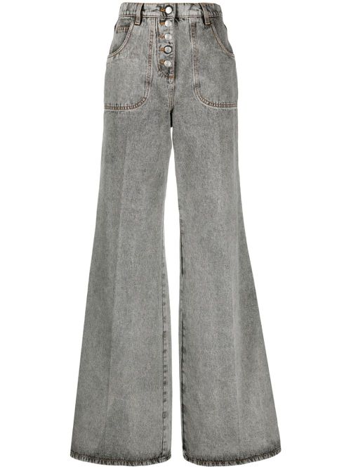 Embroidered flared jeans - GRIGIO