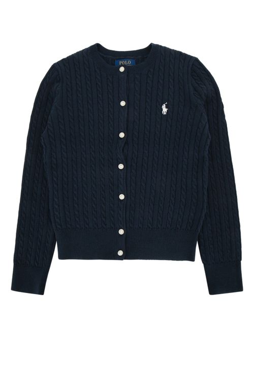 Cable-Knit Cotton Cardigan — Navy