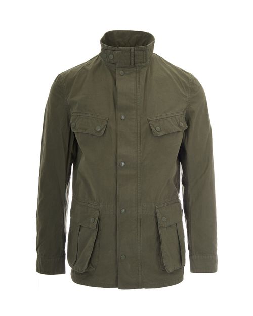 Burnt Olive Solid Band Collar Jacket