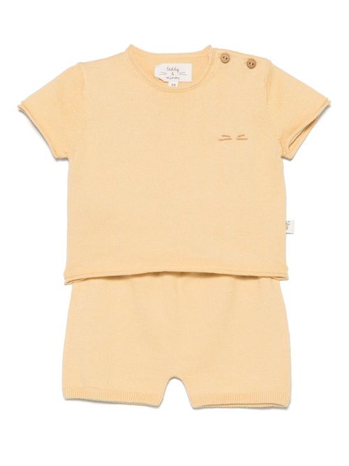 TEDDY & MINOU logo-embroidered shorts set - Yellow