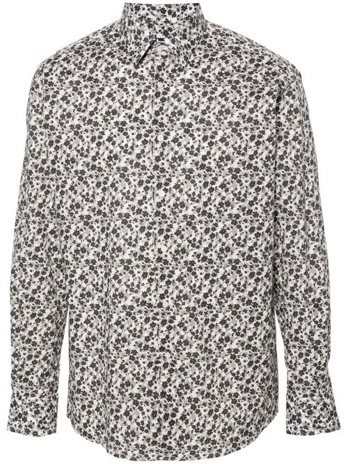 Floral-print poplin shirt - Grey