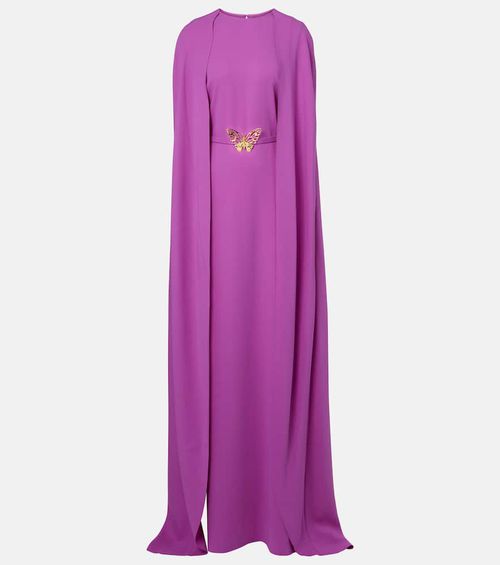 Caped silk-blend gown