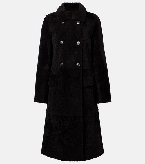 Double-breasted shearling coat