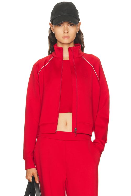 Beyond Yoga in The Flow Bomber Jacket in Holly Red - Red. L also in XS